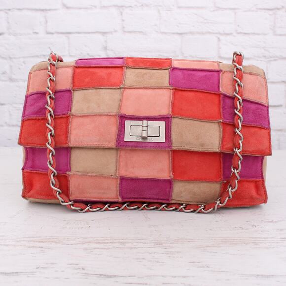 Chanel Chocolate Bar Reissue Flap Multicolor Suede Chain Shoulder Bag A3305 - Picture 1 of 12